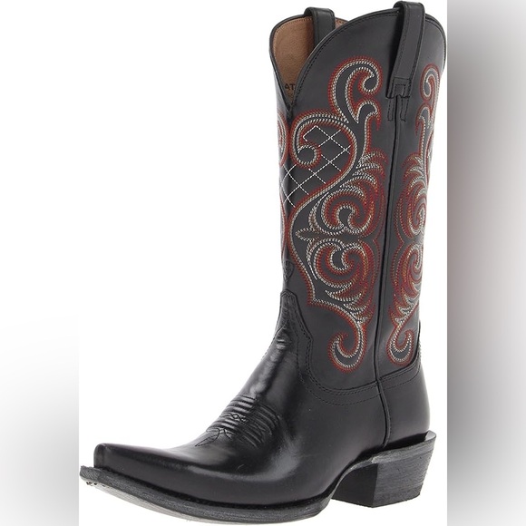 EUC Ariat Black and Red Western Embroidered Cowboy Boots size 6 - Picture 1 of 8